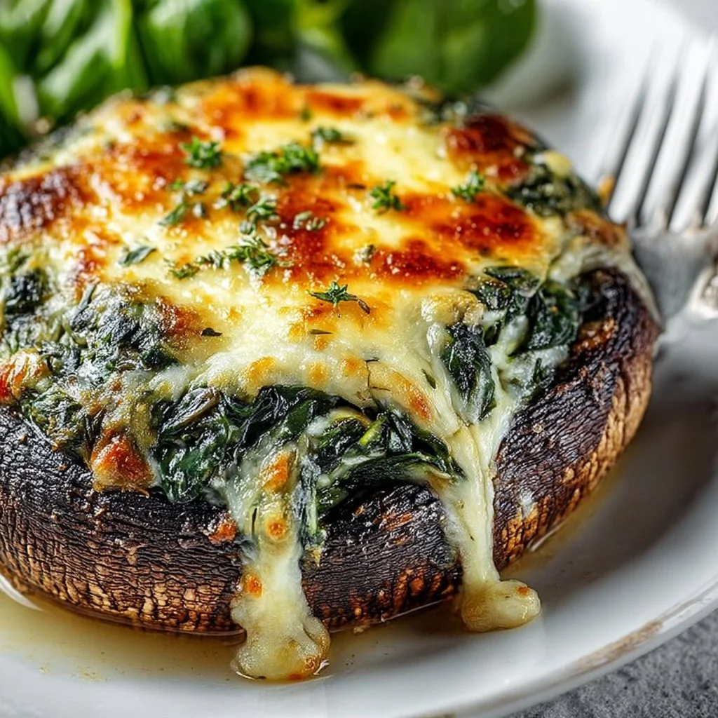 Spinach and Cheese Stuffed Portobello Mushroom