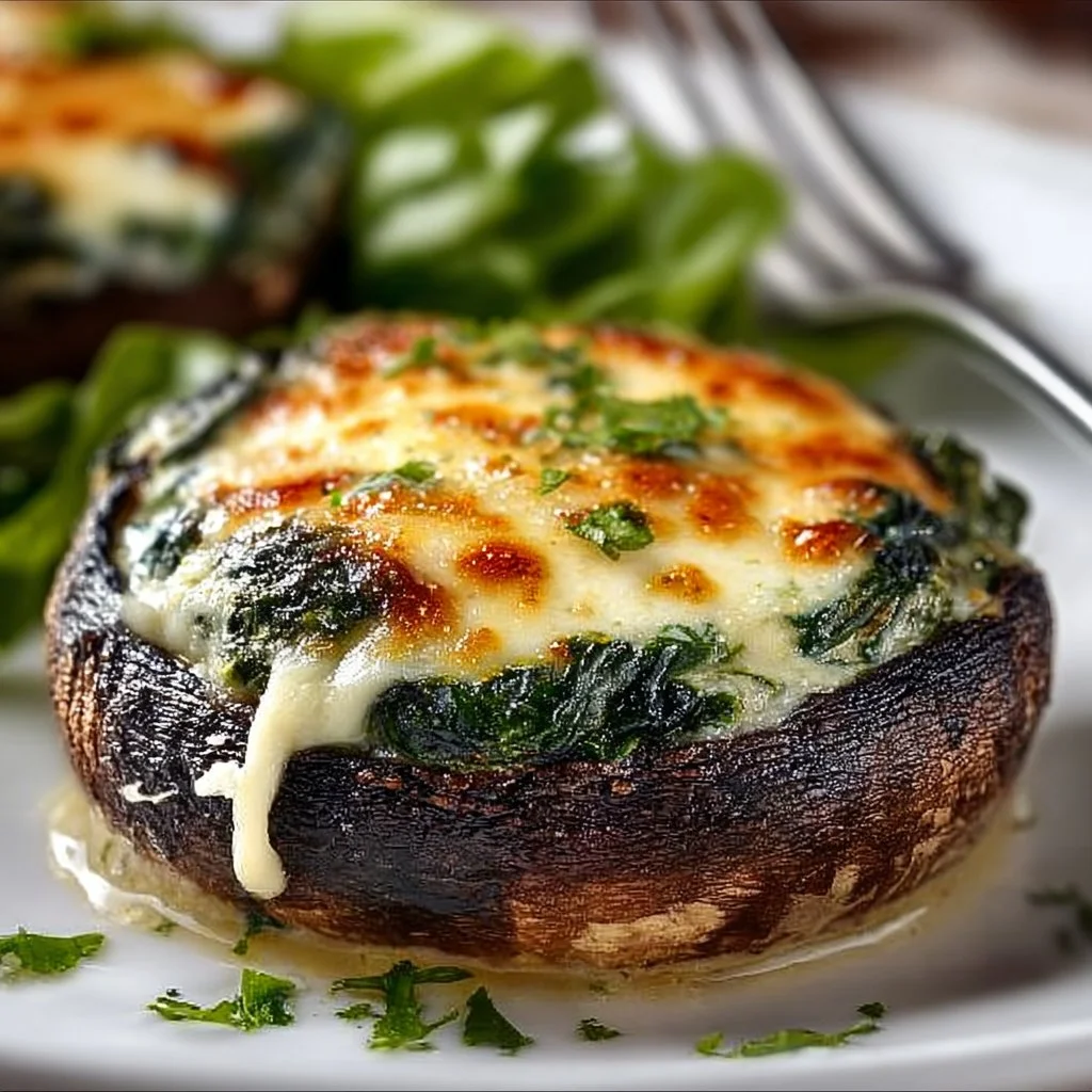 Spinach and Cheese Stuffed Portobello Mushroom