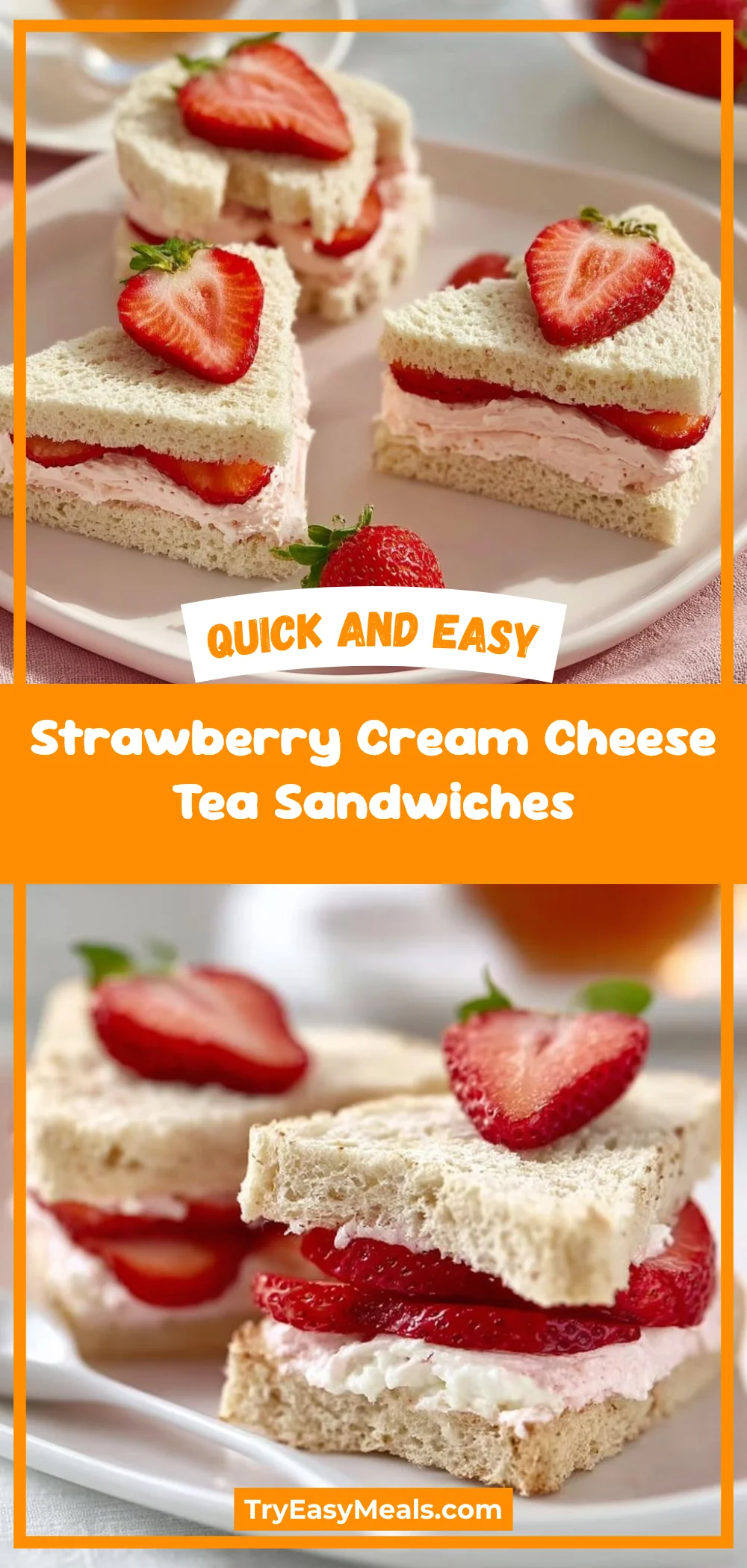 Strawberry Cream Cheese Tea Sandwiches