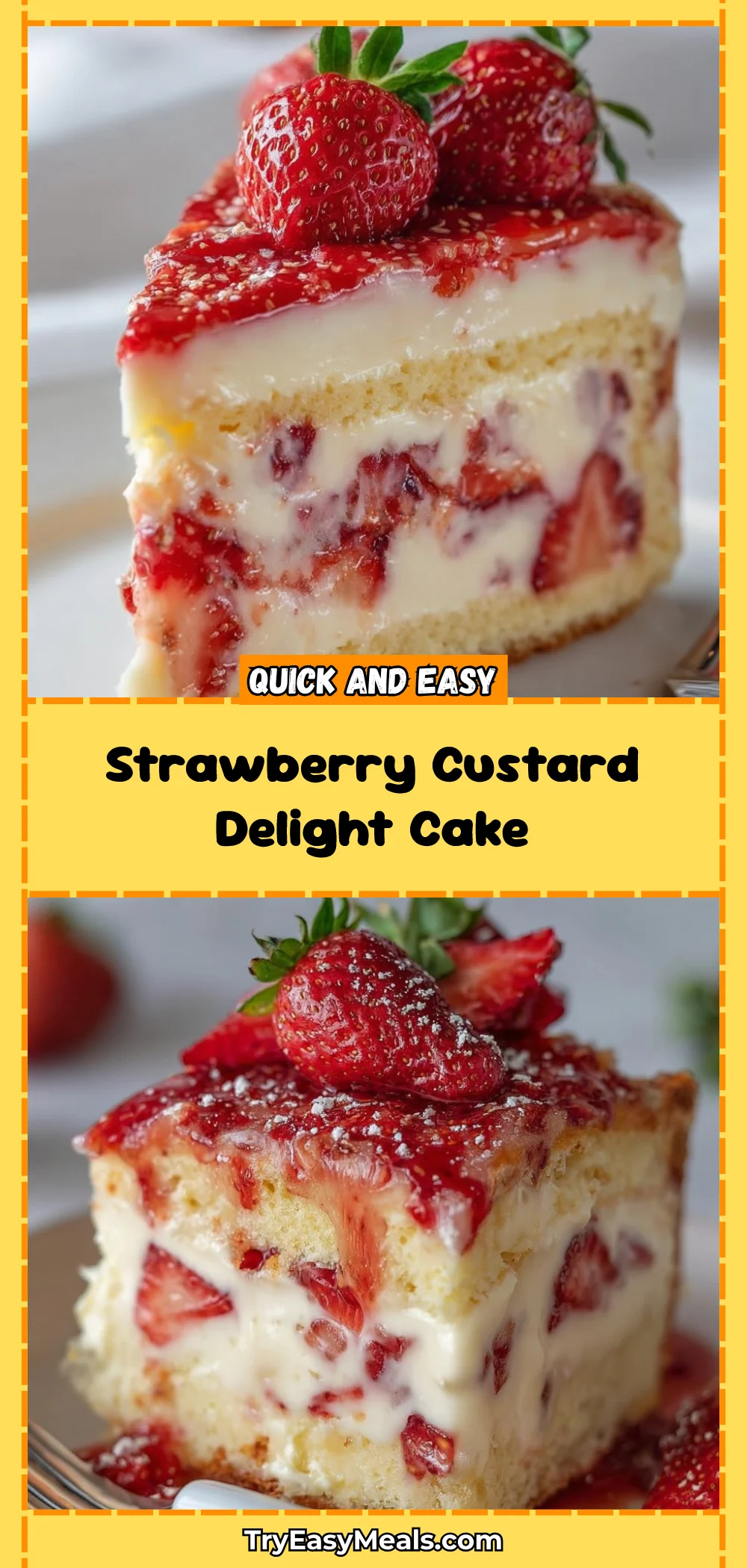 Strawberry Custard Delight Cake