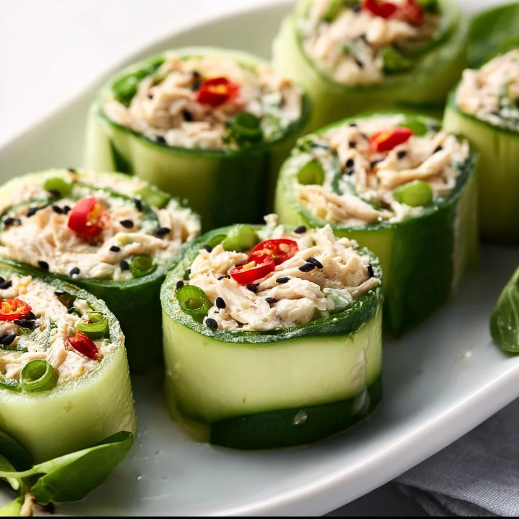 Tasty Chicken Salad Cucumber Roll Ups