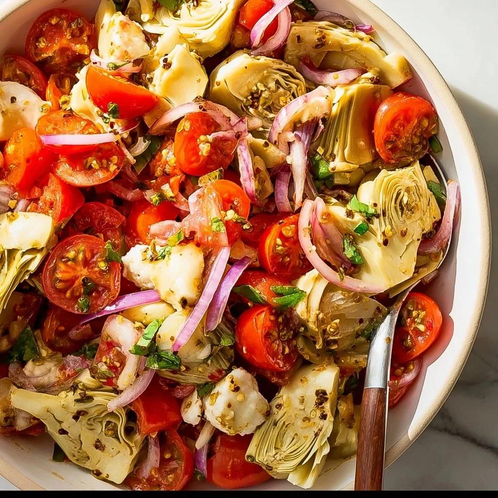 This Tuscan Artichoke Tomato Salad is the best vegan & gluten-free salad of Summer! With …