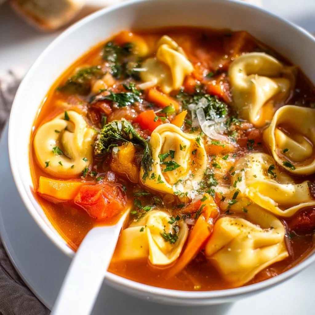 Cozy White Bean + Vegetable Tortellini Soup