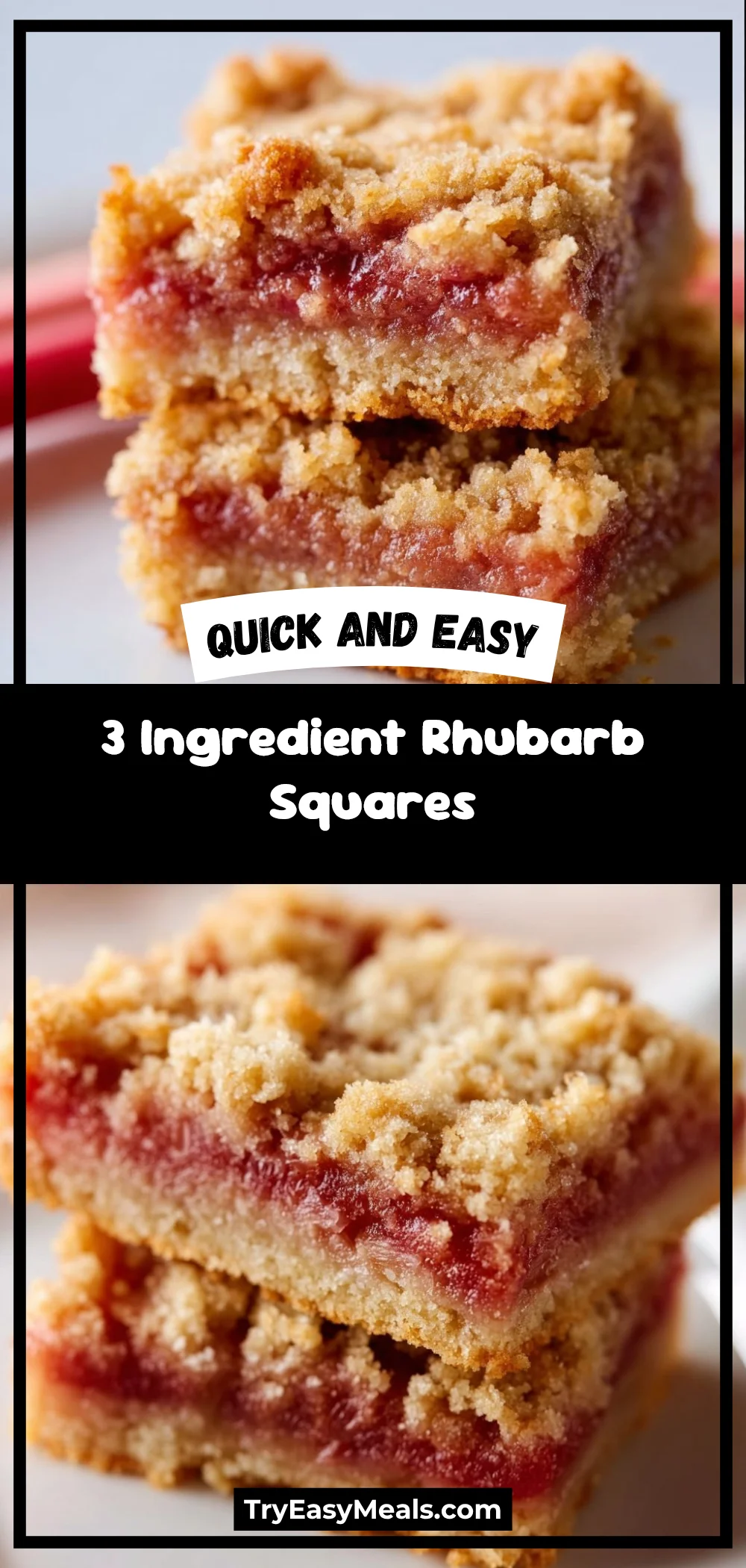 3 Ingredient Rhubarb Squares