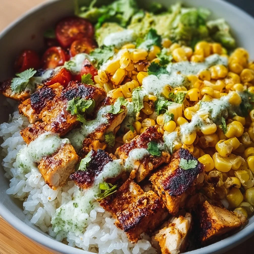 30-Minute Street Corn Chicken Rice Bowl