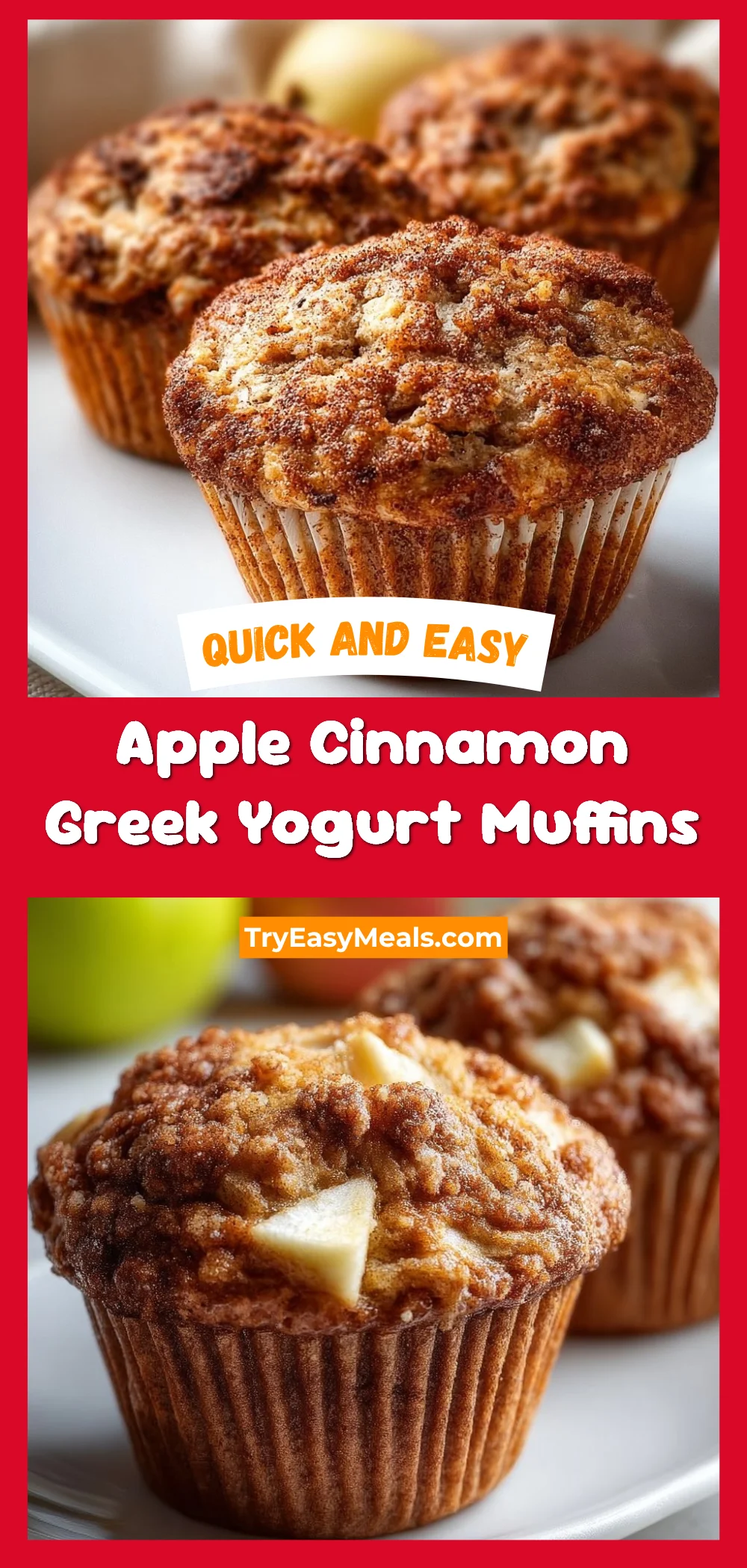 Apple Cinnamon Greek Yogurt Muffins