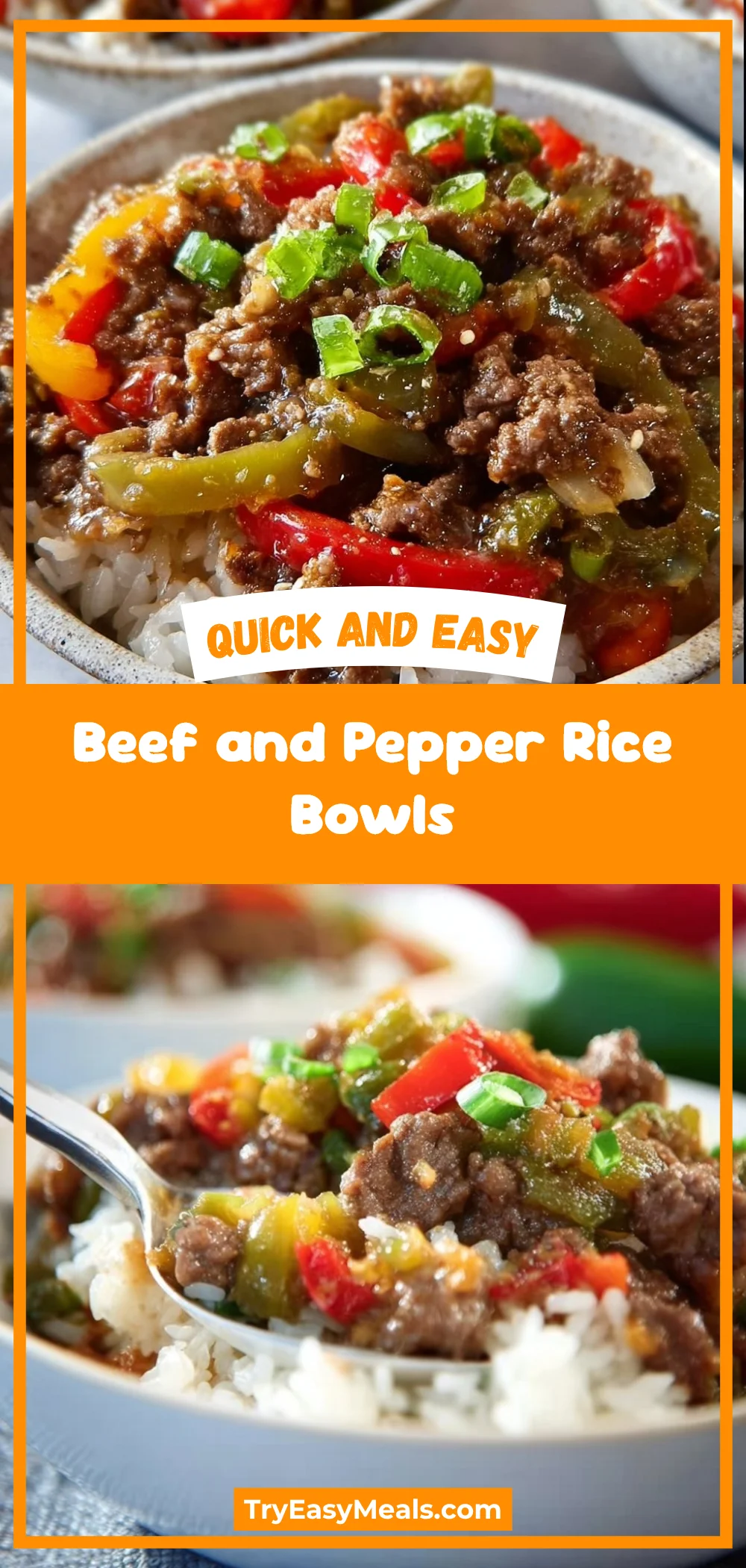 Beef and Pepper Rice Bowls