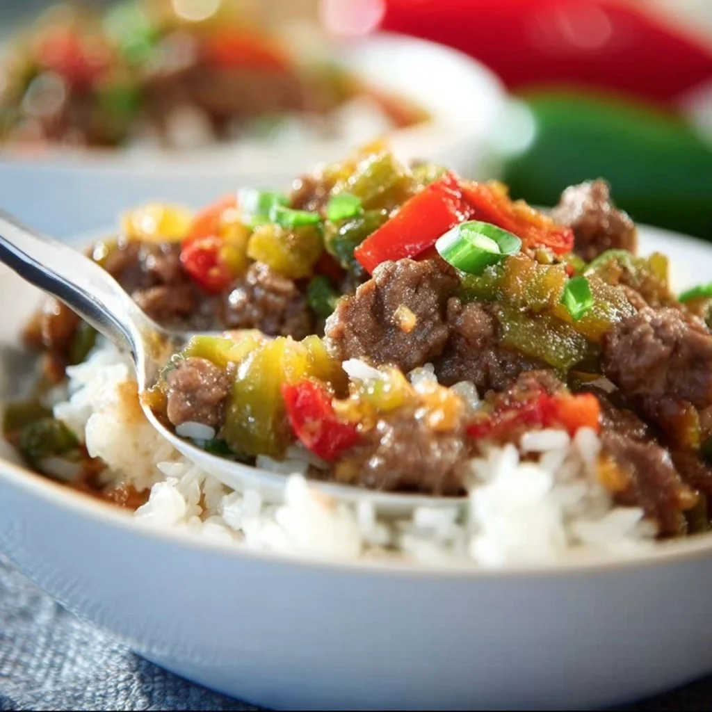 Beef and Pepper Rice Bowls