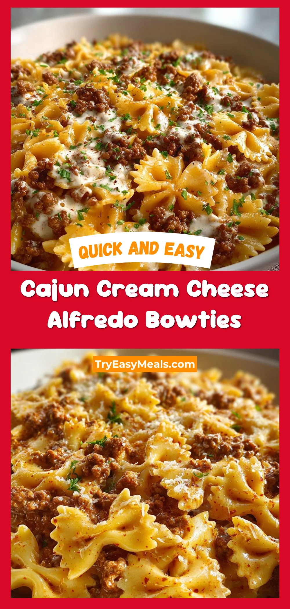 Cajun Cream Cheese Alfredo Bowties