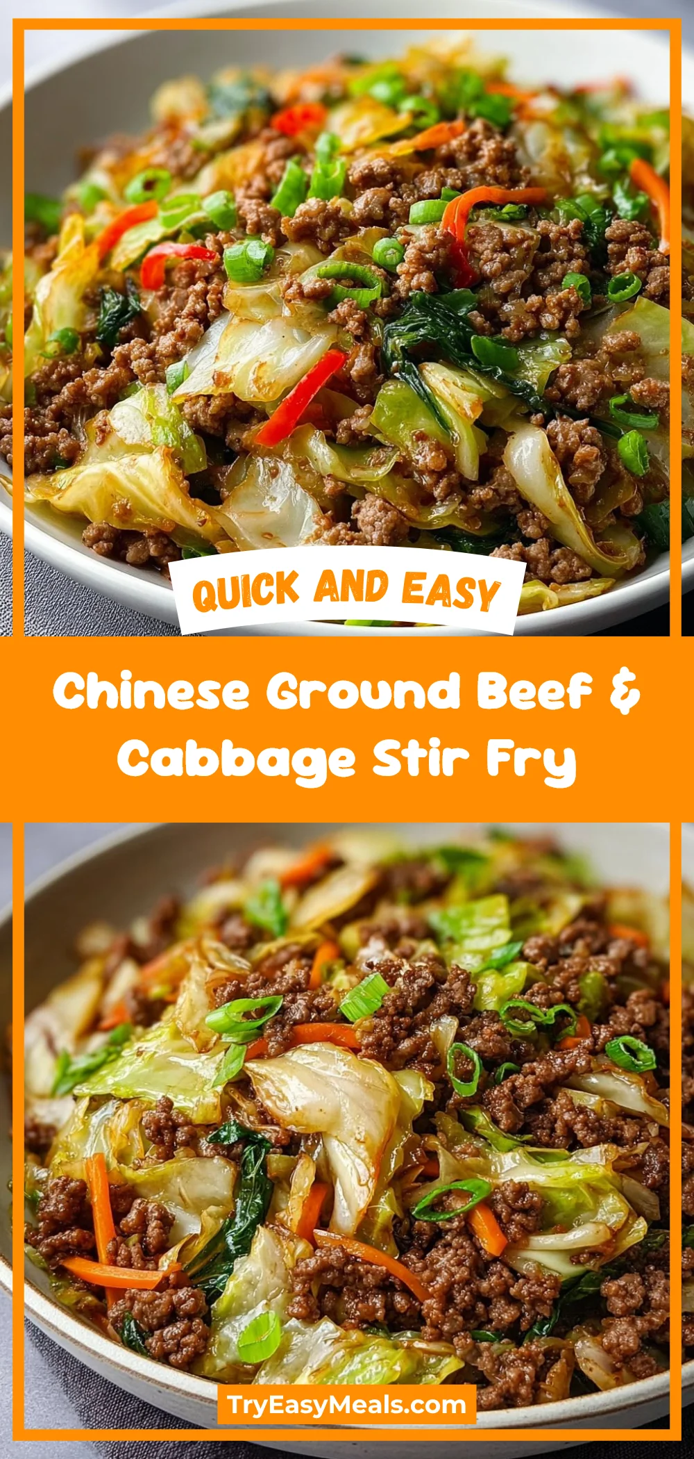 Chinese Ground Beef & Cabbage Stir Fry