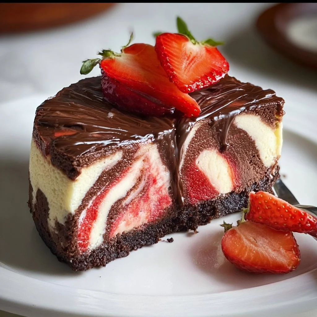 Chocolate Strawberry Swirl Cheesecake