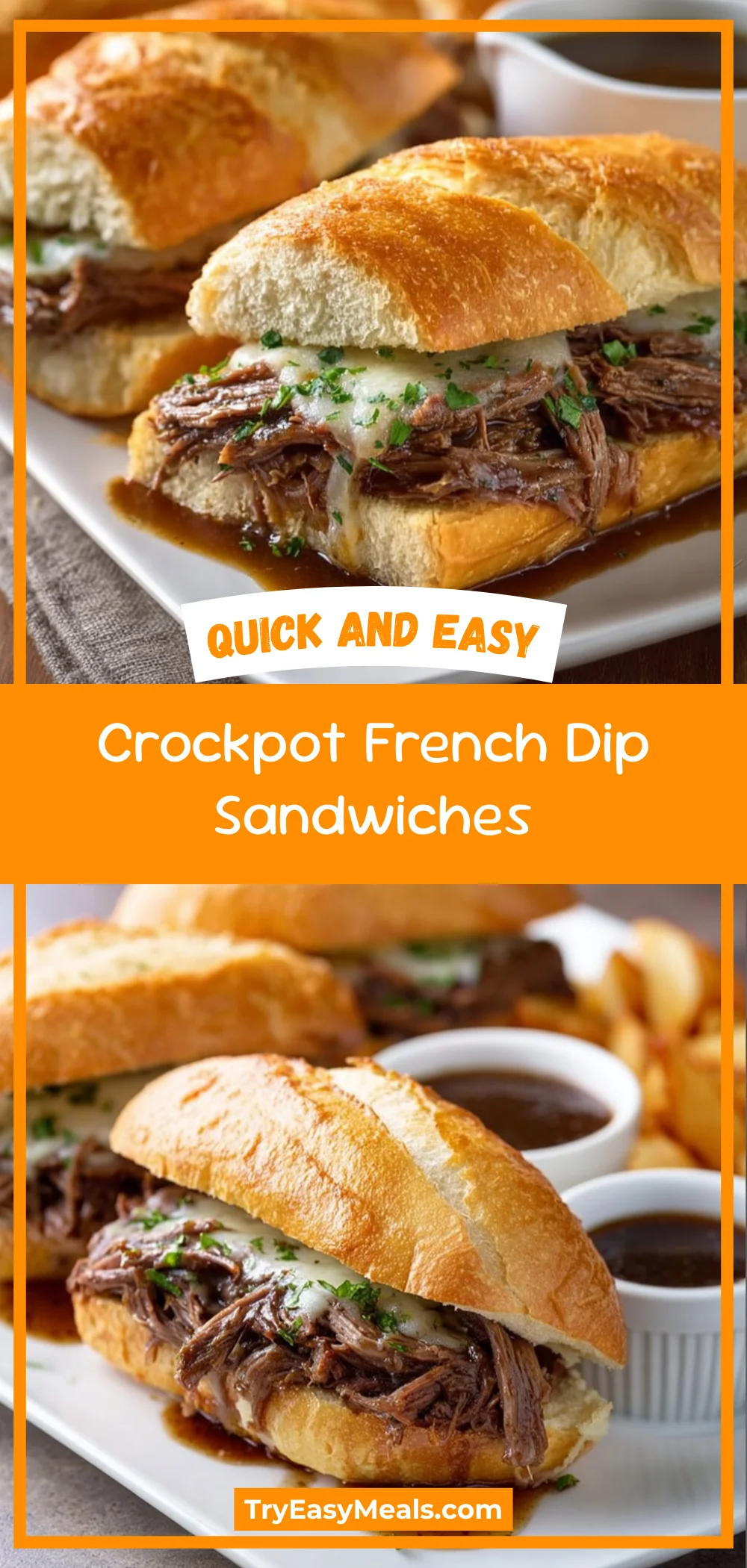 Crockpot French Dip Sandwiches