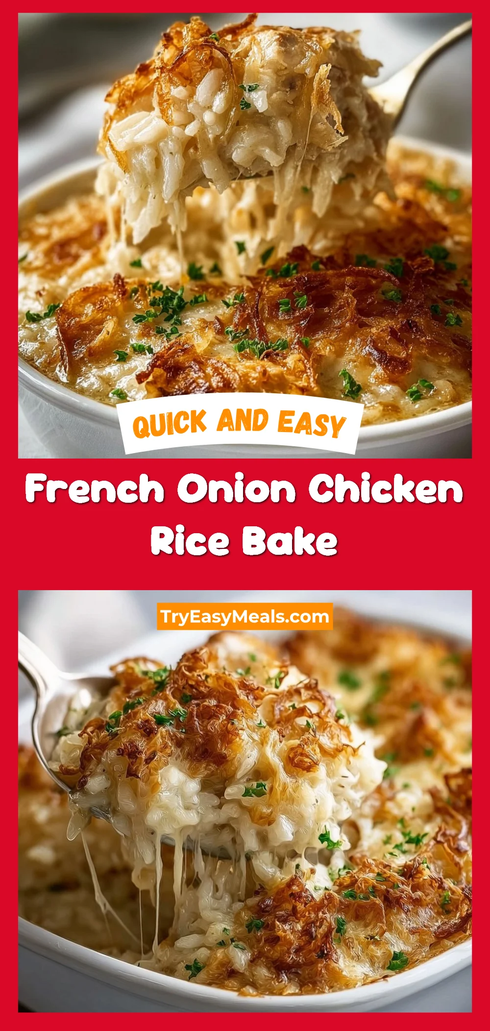 French Onion Chicken Rice Bake