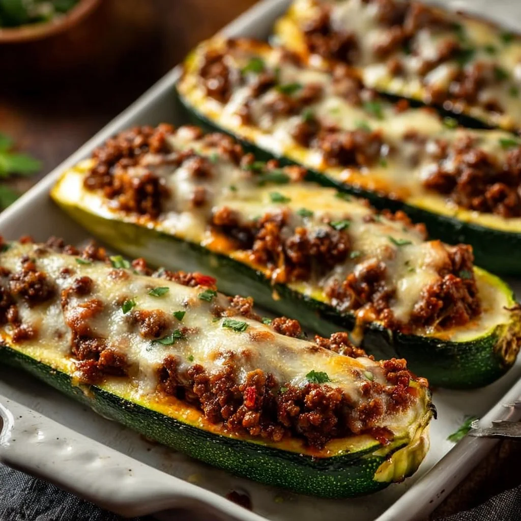 Ground Beef Zucchini Boats