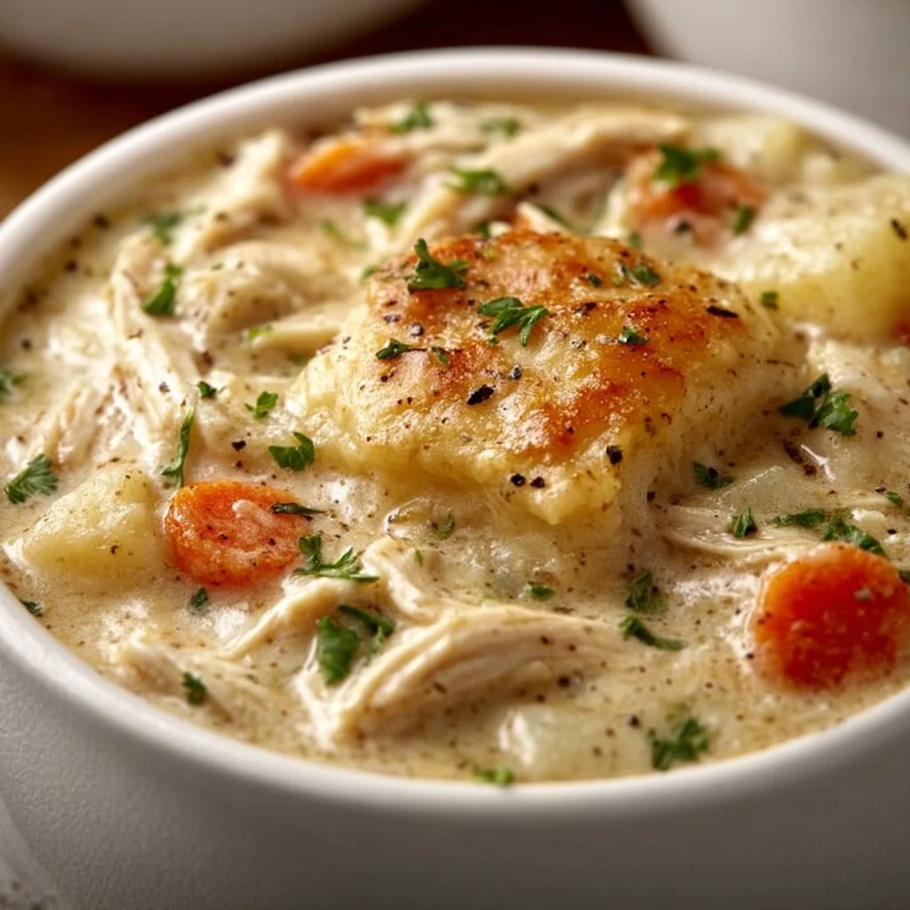 High Protein Chicken Pot Pie Soup