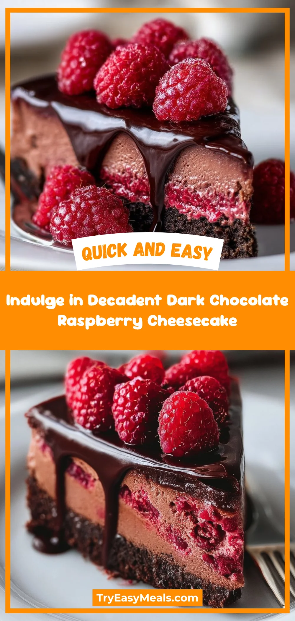 Indulge in Decadent Dark Chocolate Raspberry Cheesecake