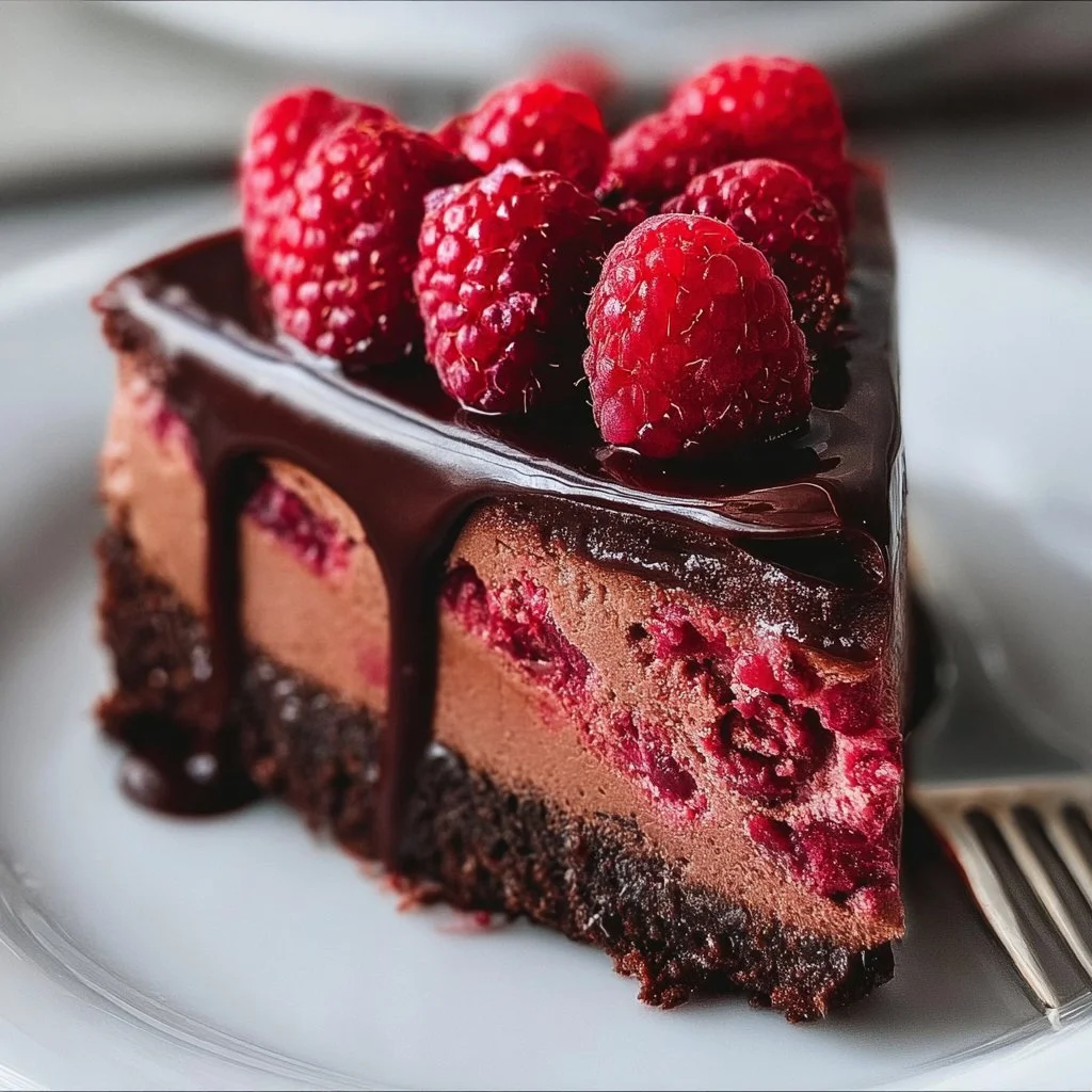 Indulge in Decadent Dark Chocolate Raspberry Cheesecake