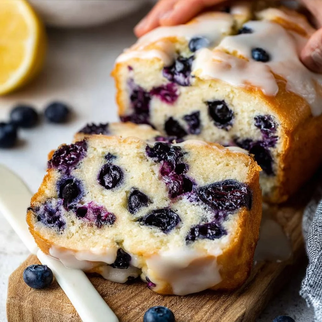 Easy Lemon Blueberry Bread with Lemon Glaze