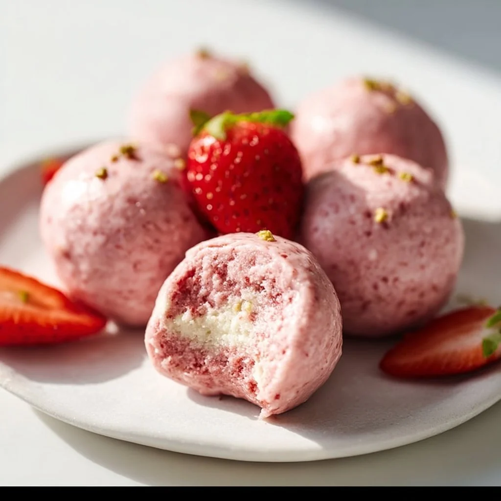 No-Bake Strawberry Cheesecake Protein Balls