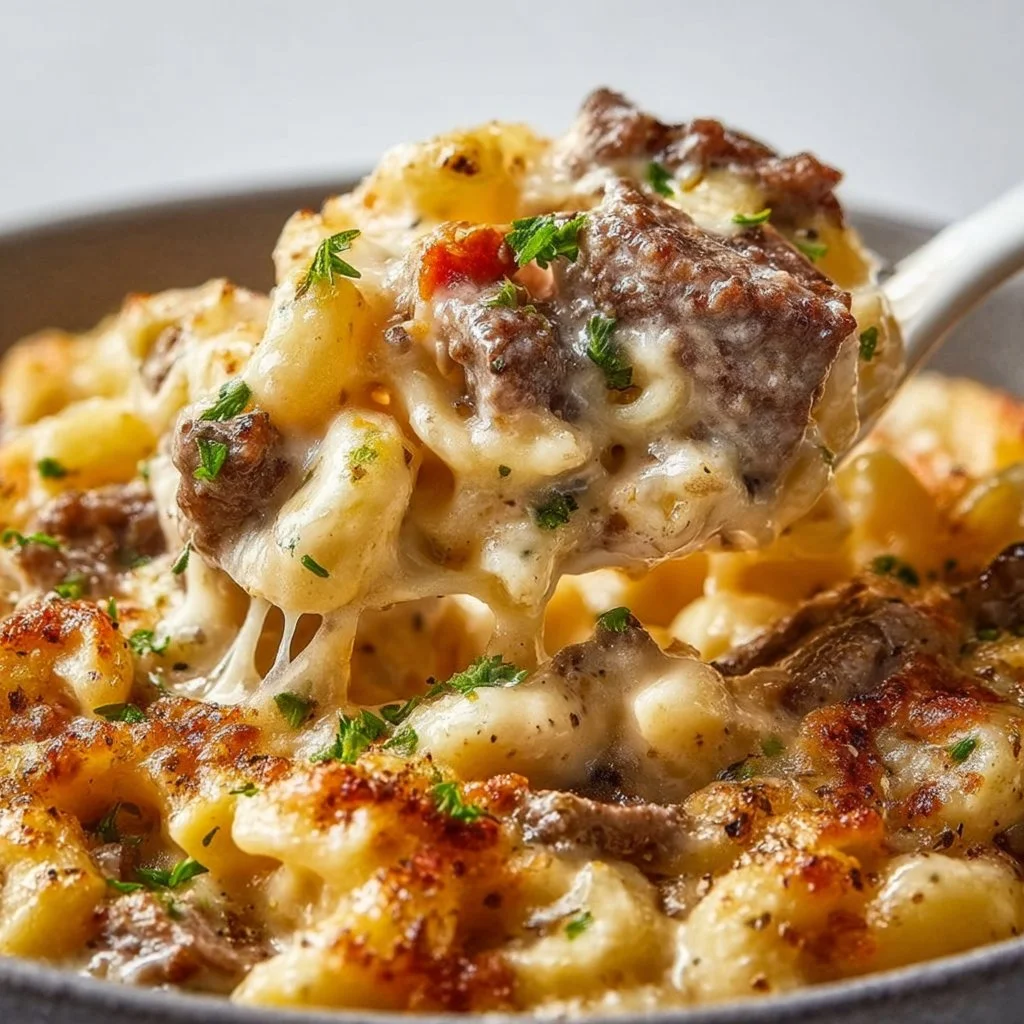 High-Protein Creamy Philly Cheesesteak Mac & Cheese Bliss
