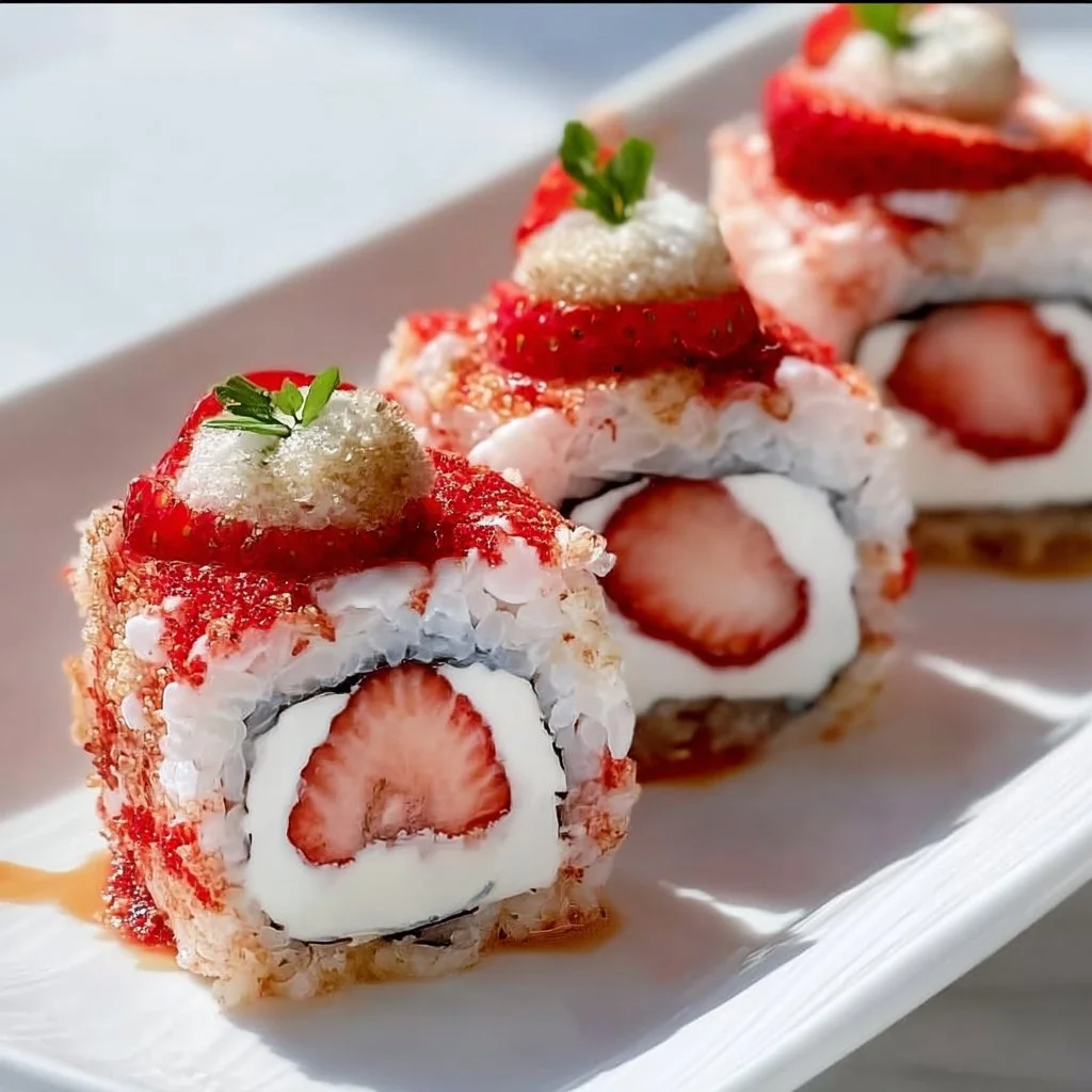 Strawberry Shortcake Sushi Rolls