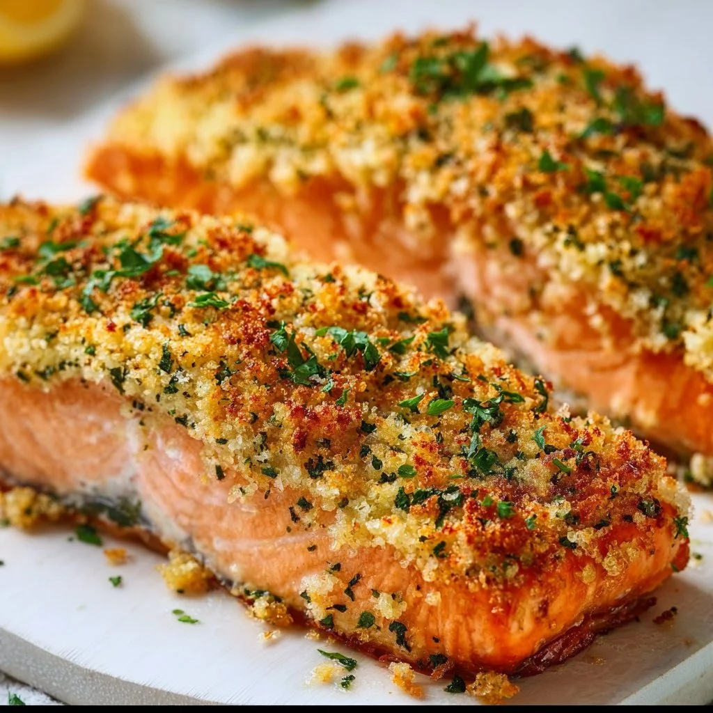 Air Fryer Crispy Parmesan Herb-Crusted Salmon