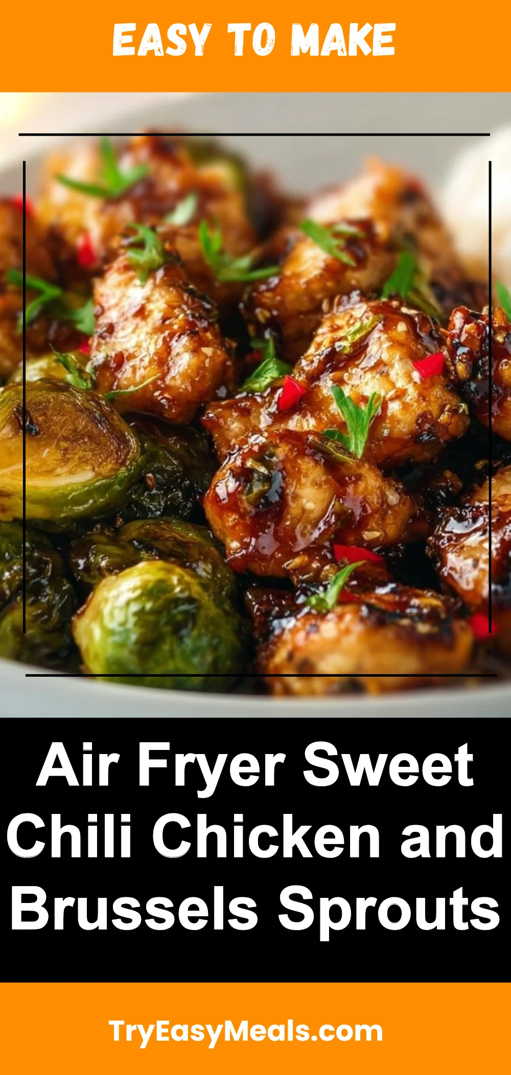 Air Fryer Sweet Chili Chicken and Brussels Sprouts