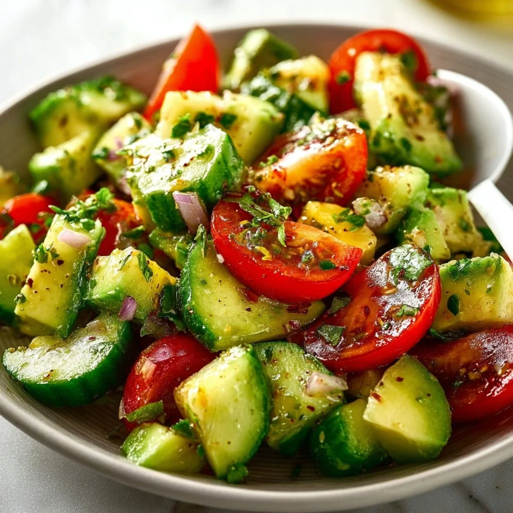 Avocado Delight Salad with Cucumbers and Tomatoes