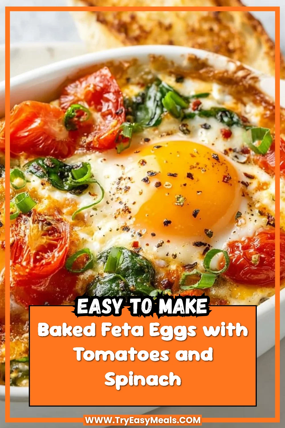 Baked Feta Eggs with Tomatoes and Spinach