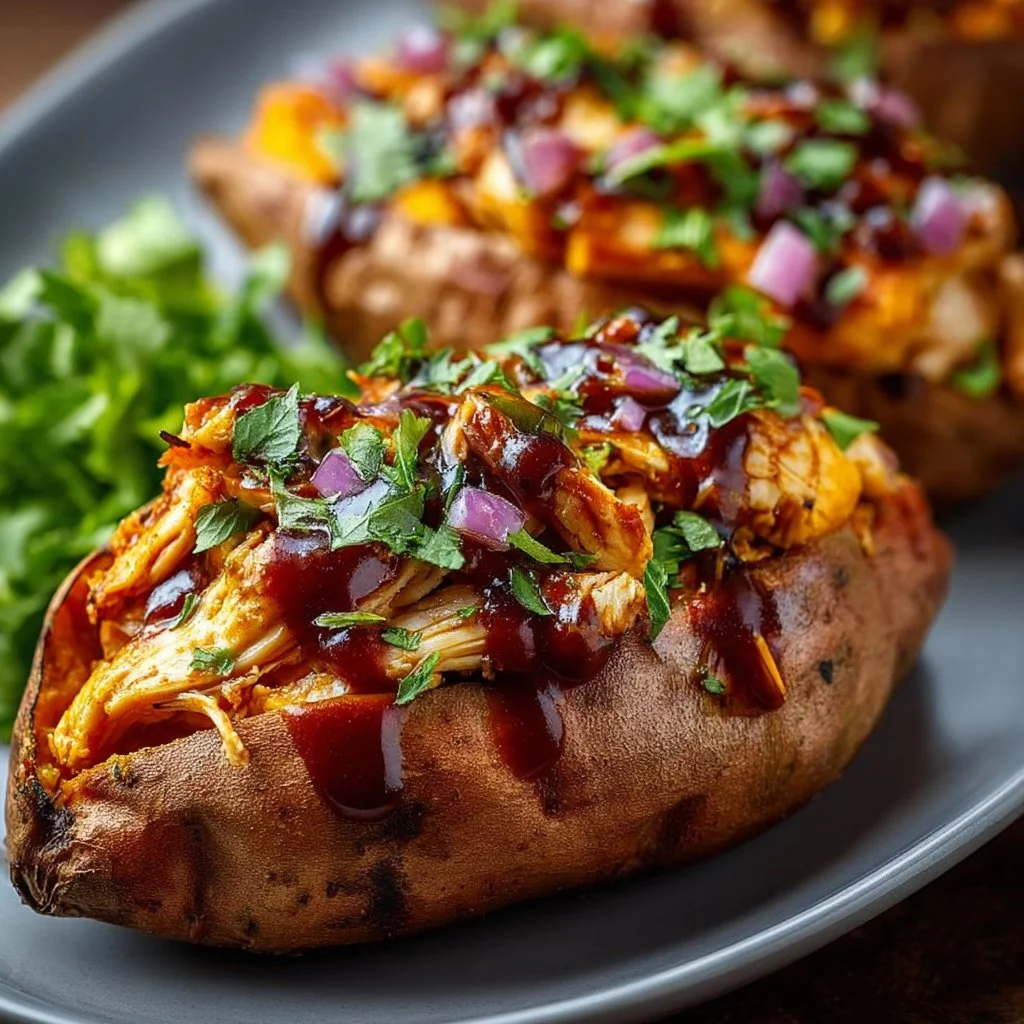 BBQ Chicken Stuffed Sweet Potatoes