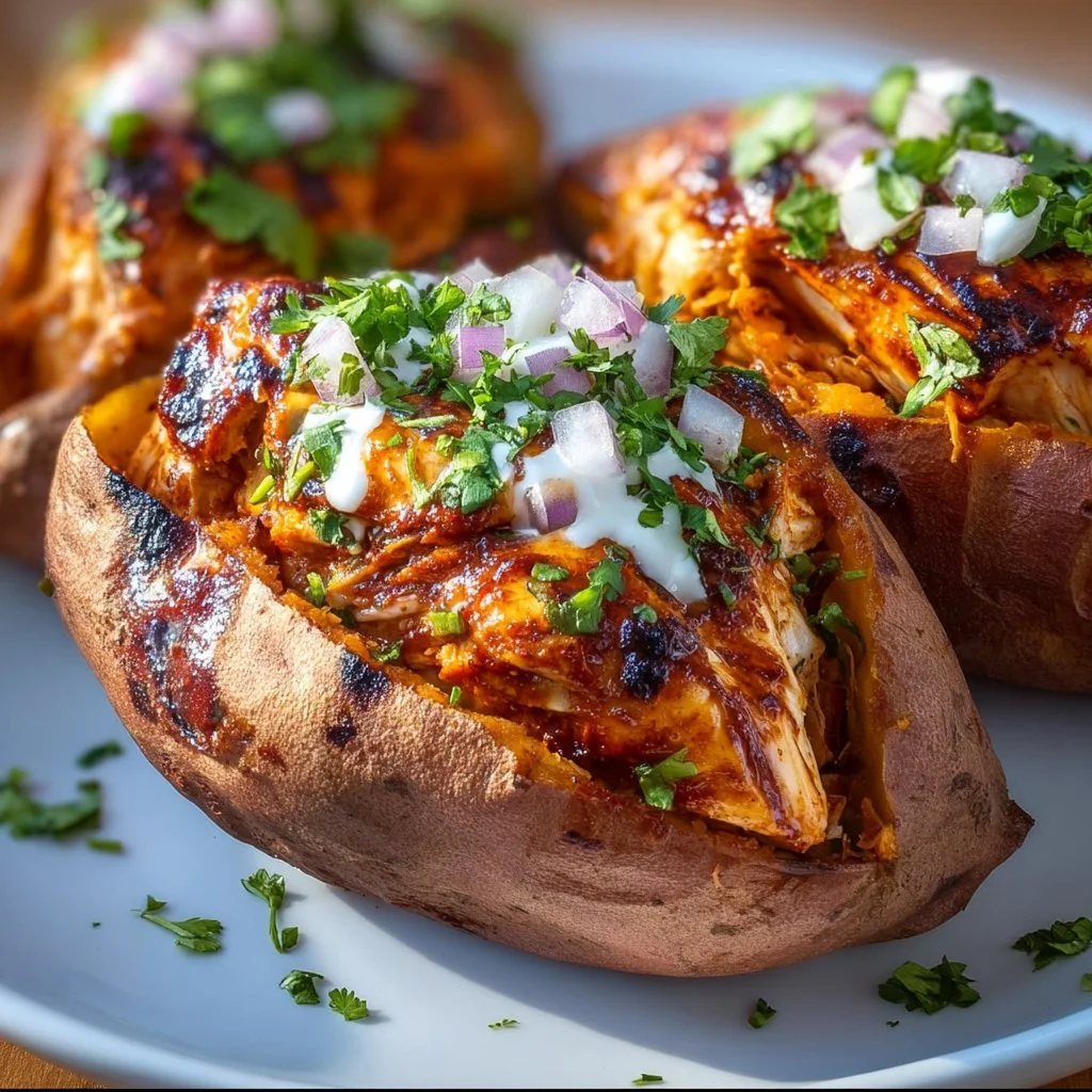 BBQ Chicken Stuffed Sweet Potatoes