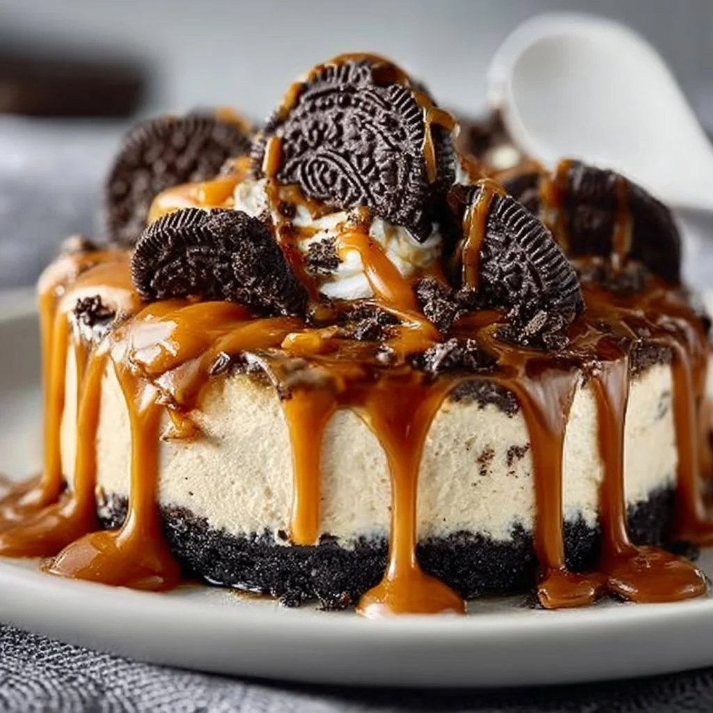 Caramel Reese’s Oreo Cheesecake Delight
