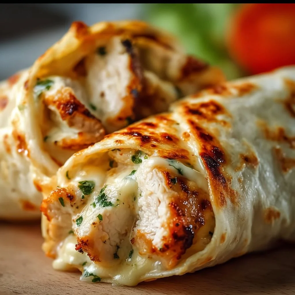 Cheesy Garlic Chicken Wraps