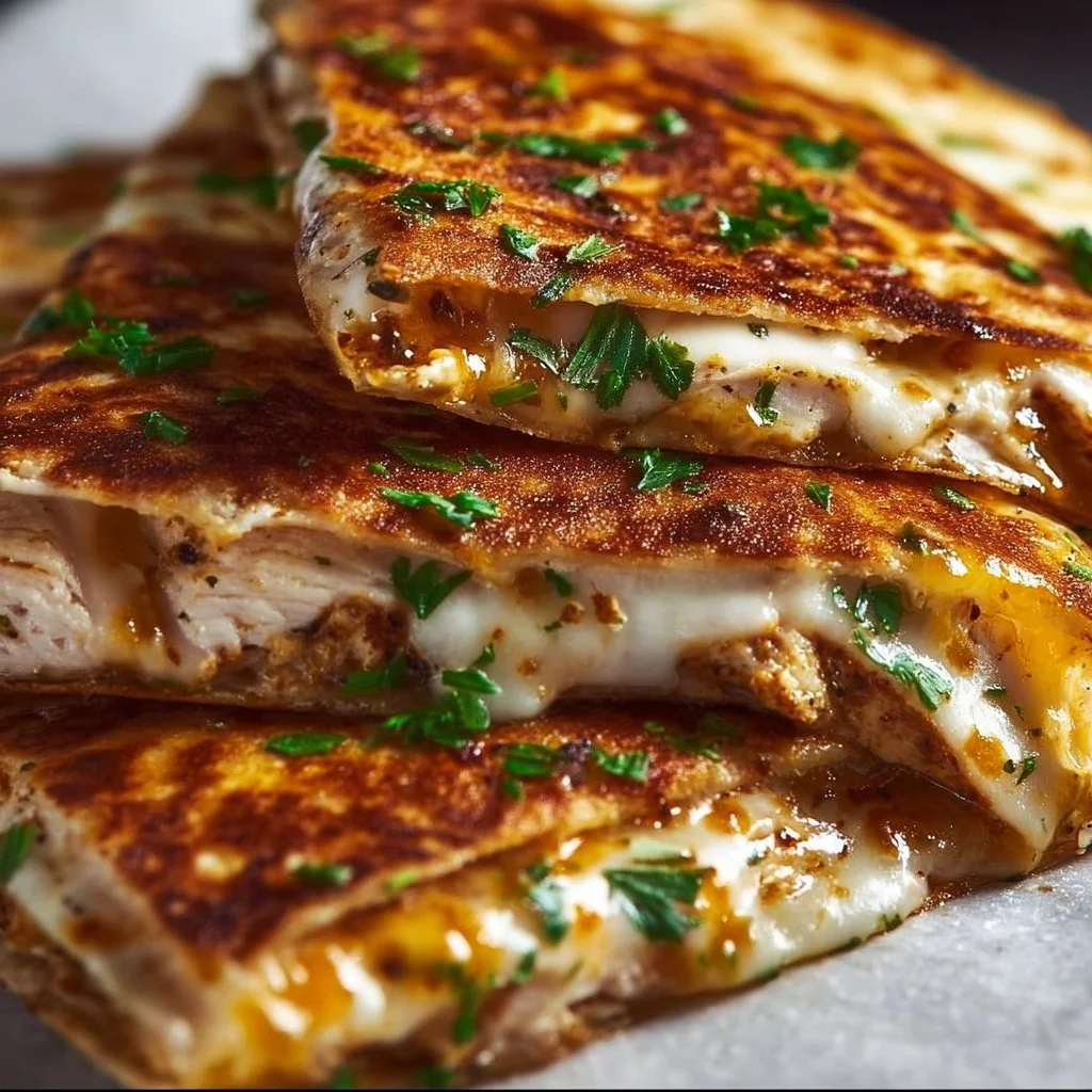 Cheesy Hot Honey Chicken Quesadillas