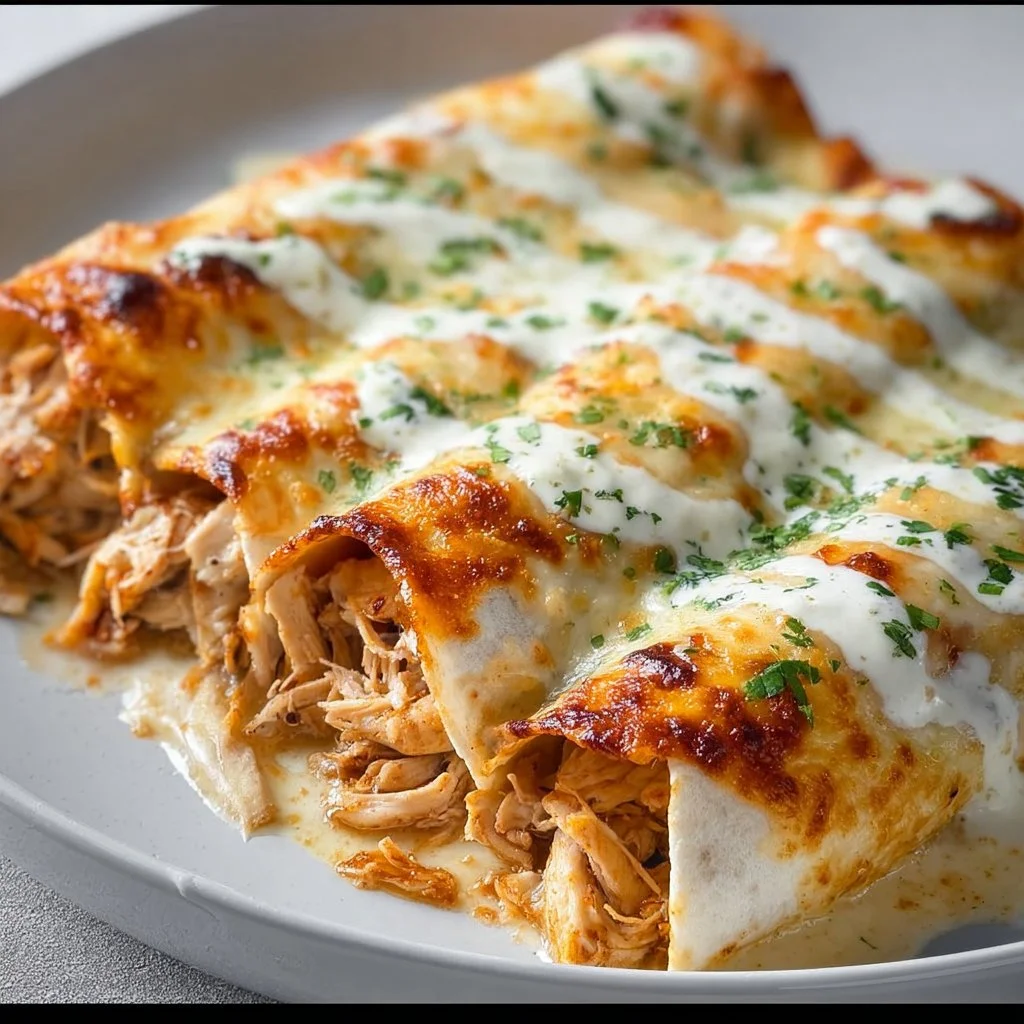38g Protein Chicken Enchiladas with Dreamy White Sauce