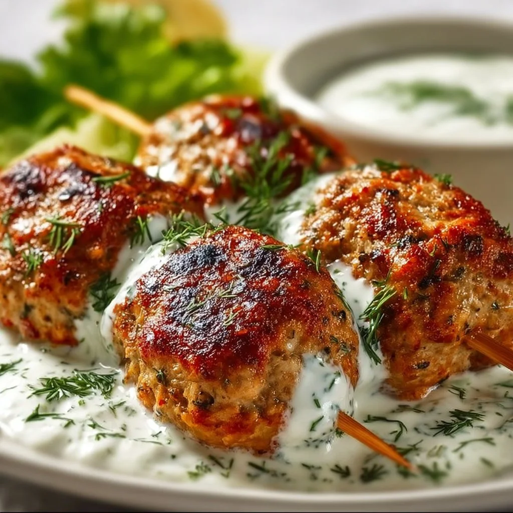 Chicken Kofta Garlic Yogurt Sauce