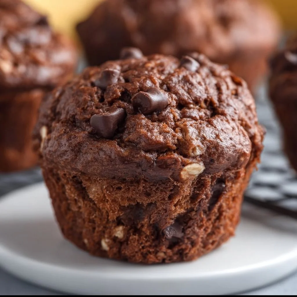 Chocolate Banana Oatmeal Muffins