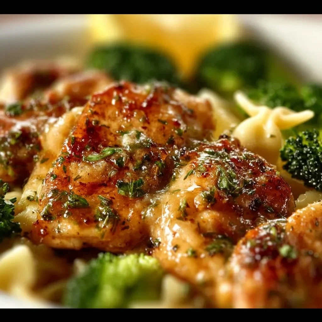 Cowboy Butter Lemon Bowtie Chicken with Broccoli