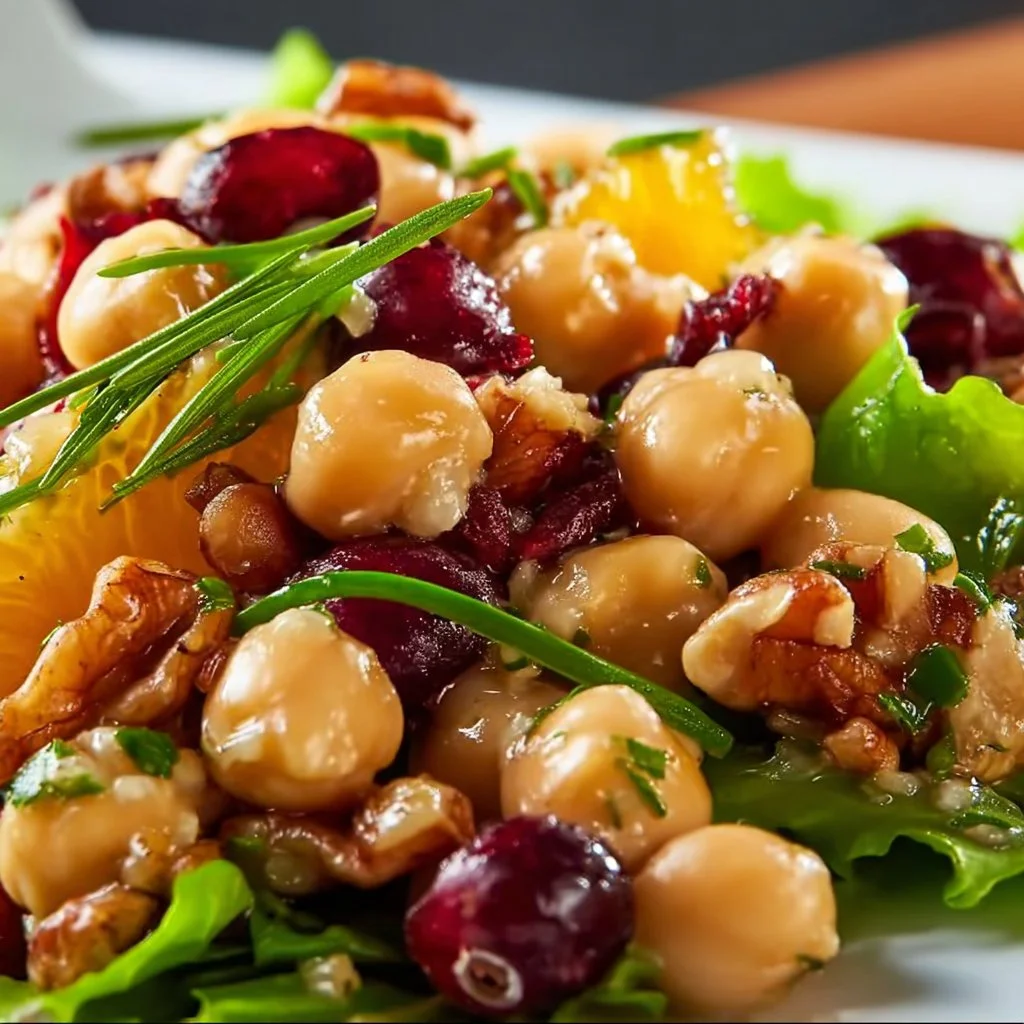 Cranberry Walnut Chickpea Salad with Orange Vinaigrette