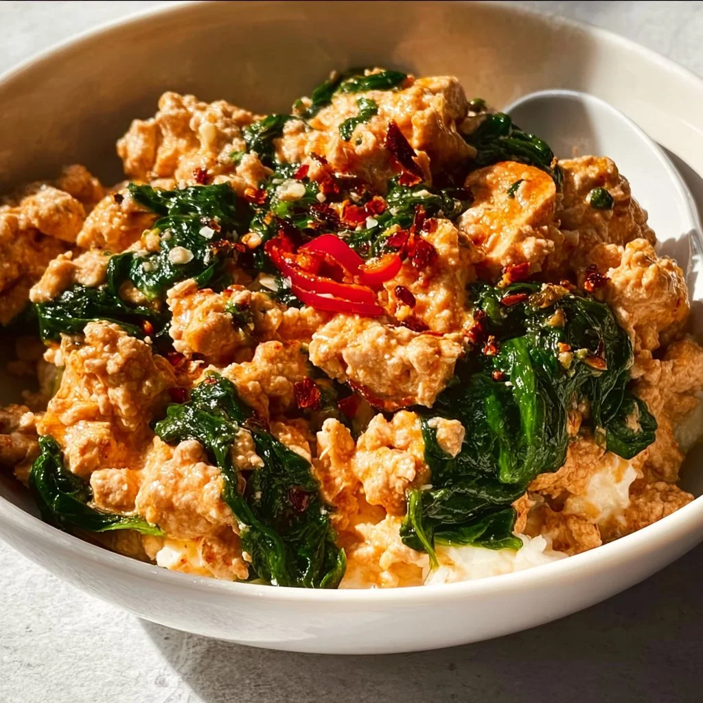 Creamy Ground Turkey & Spinach Protein Bowl