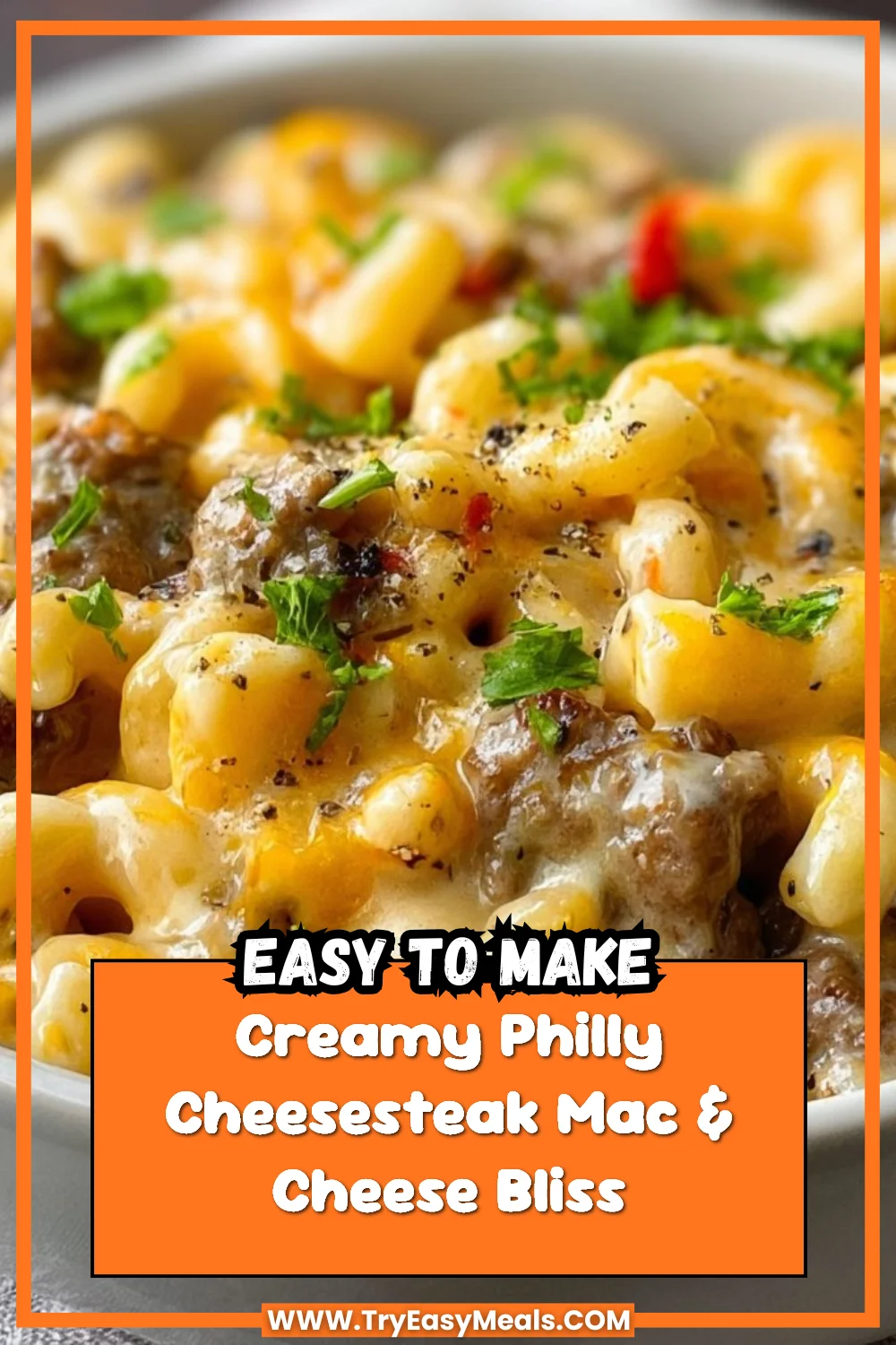 Creamy Philly Cheesesteak Mac & Cheese Bliss