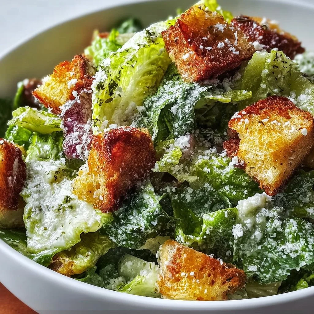 Crisp Classic Caesar Salad Recipe with Easy Homemade Croutons