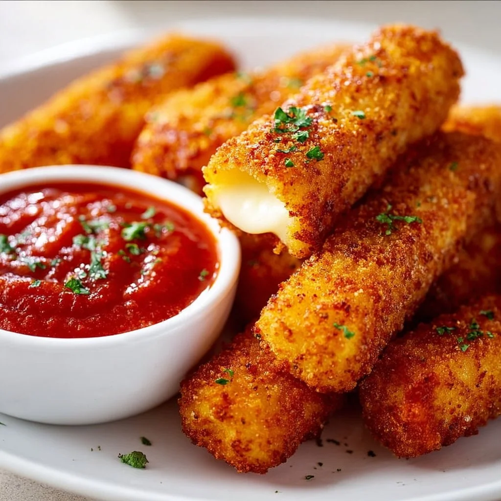 Crispy Mozzarella Sticks with Spicy Marinara Sauce