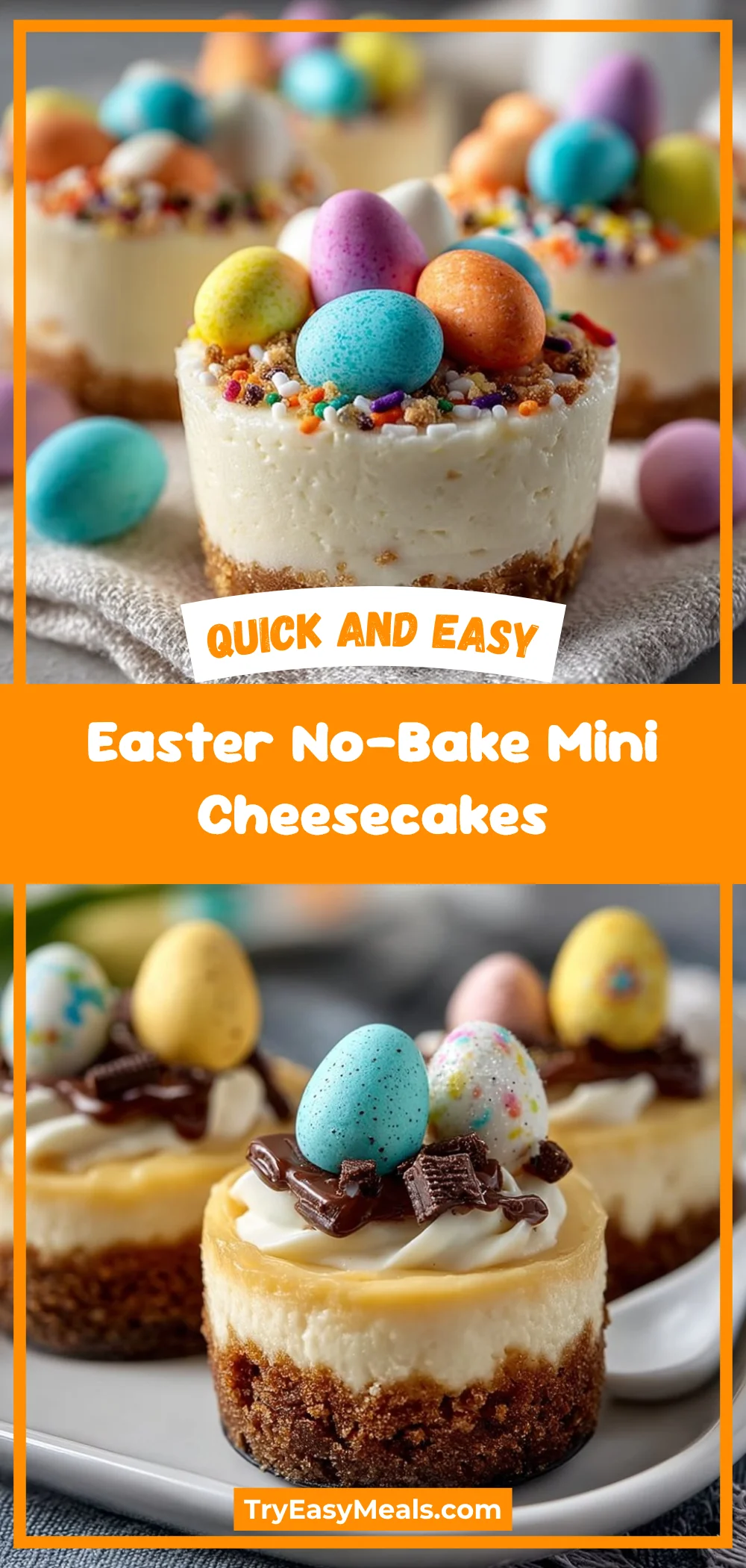 Easter No-Bake Mini Cheesecakes