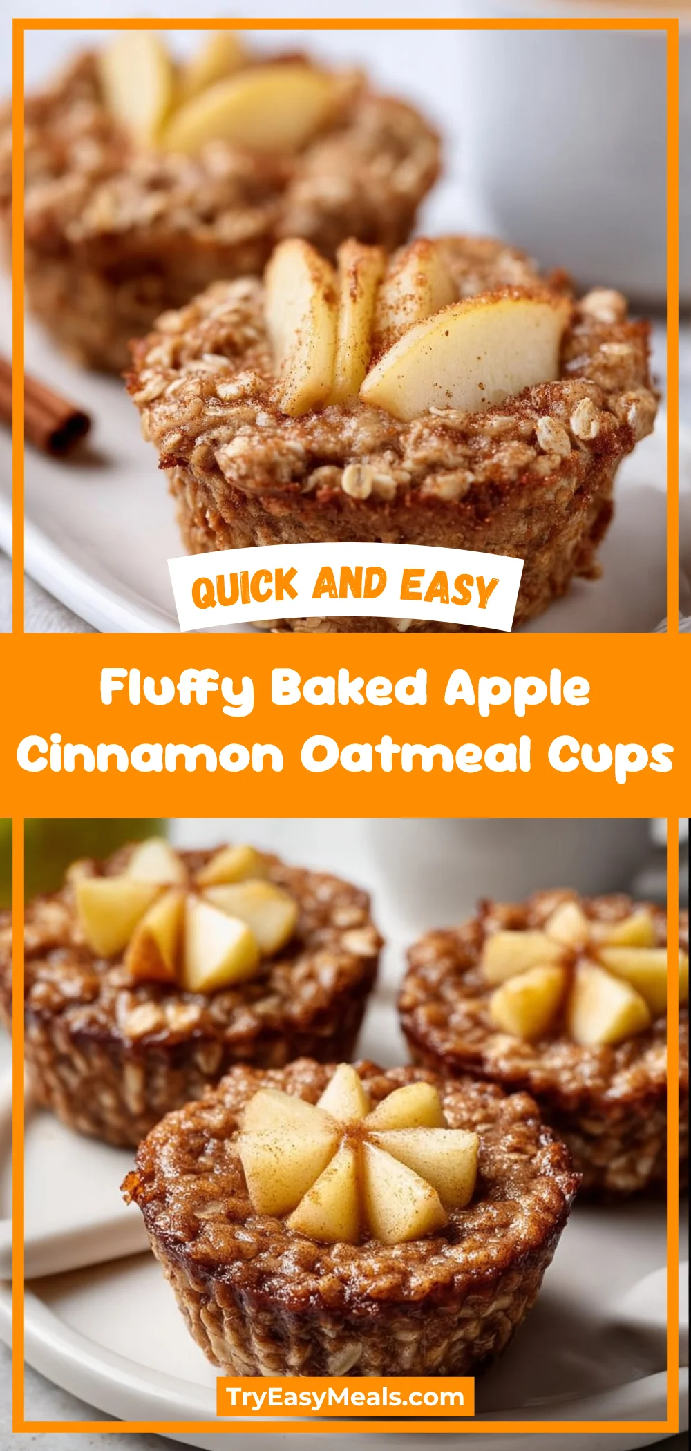 Fluffy Baked Apple Cinnamon Oatmeal Cups