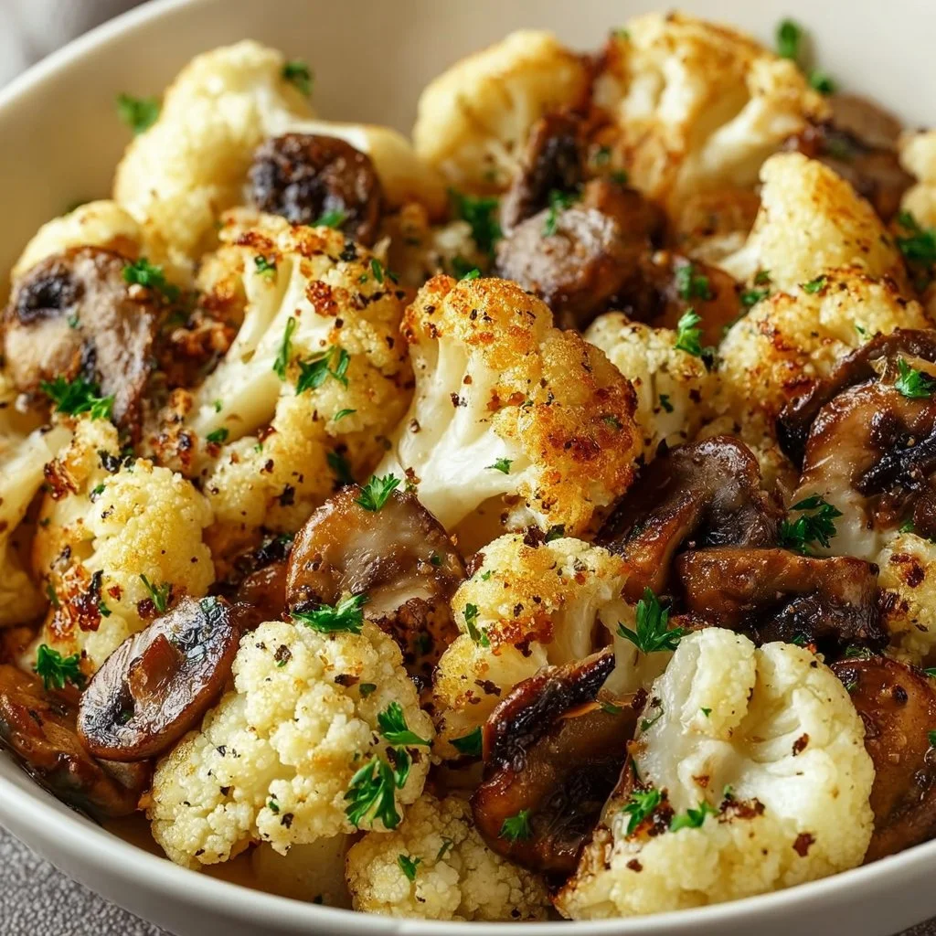 Garlic Cauliflower and Mushrooms