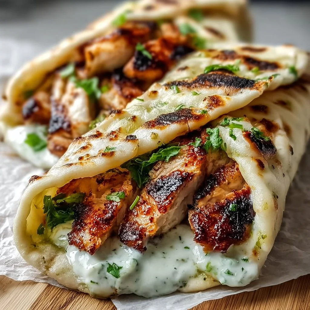 Garlic Naan Grilled Chicken Wraps
