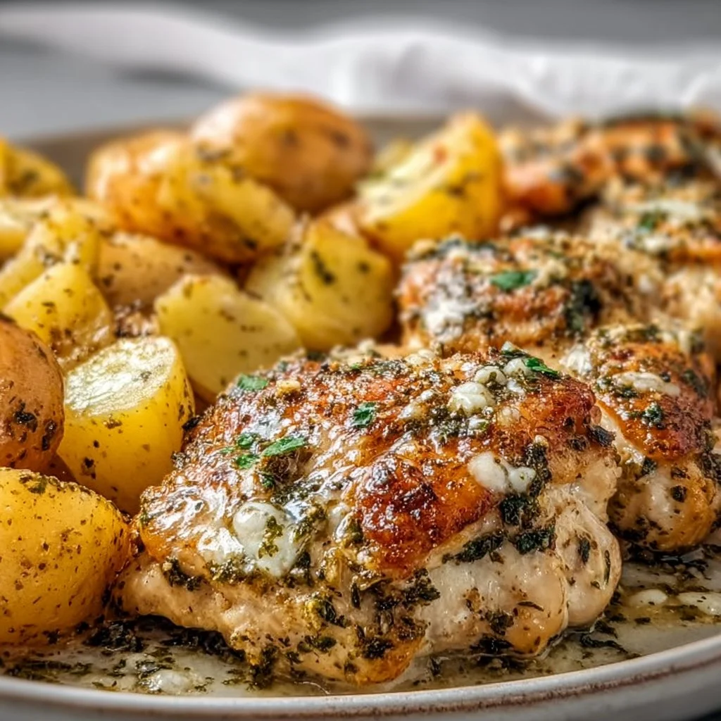 Garlic Parmesan Chicken Thighs and Potatoes