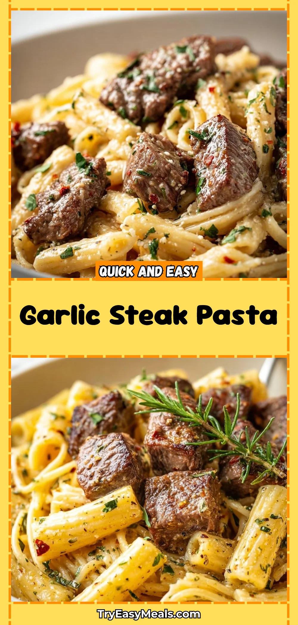 Garlic Steak Pasta
