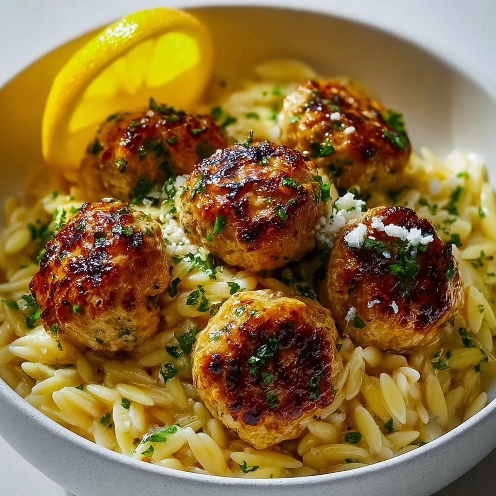 Greek Chicken Meatballs with Lemon Orzo: A Culinary Journey to the Heart of Greece